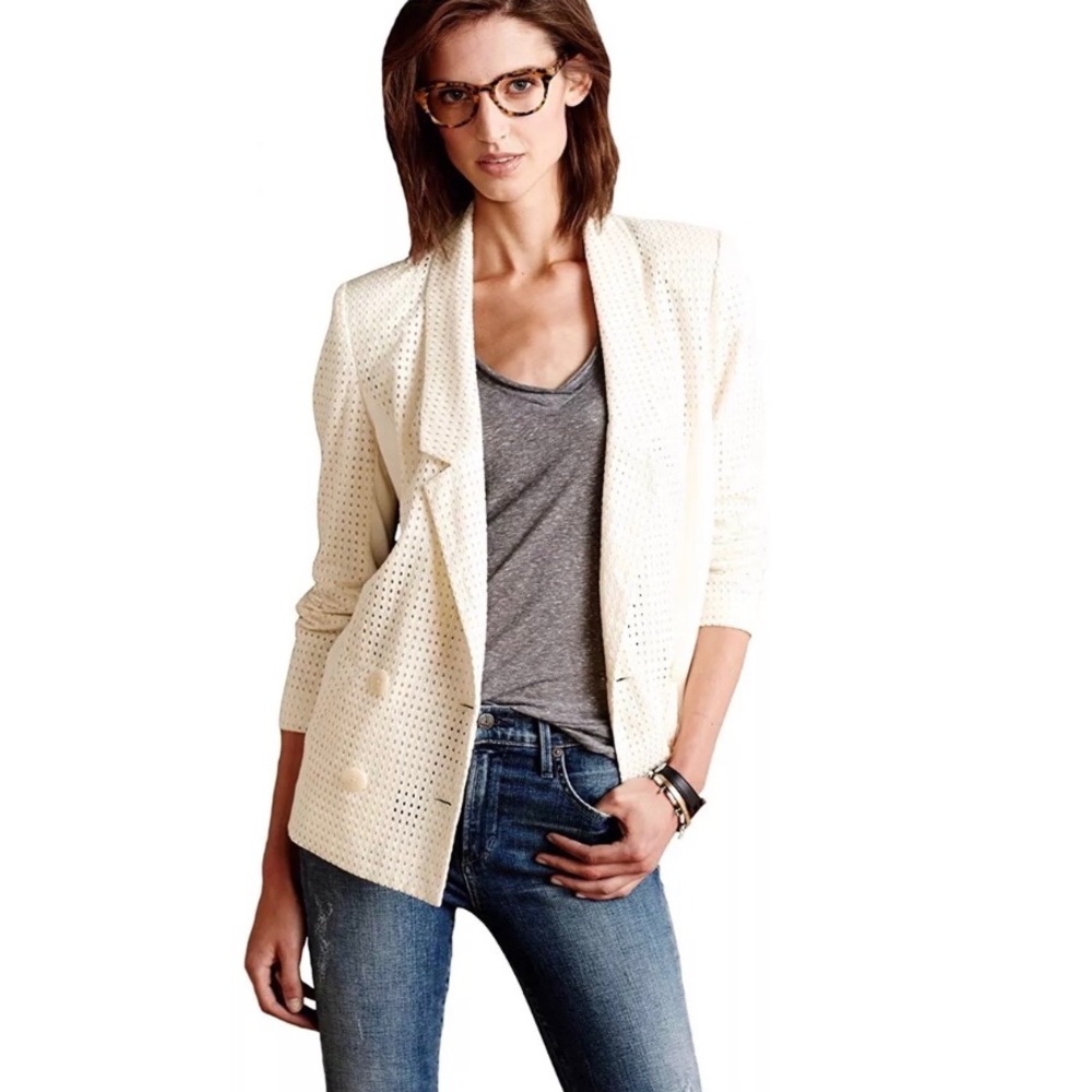 Anthropologie the Addison Story ivory blazer small